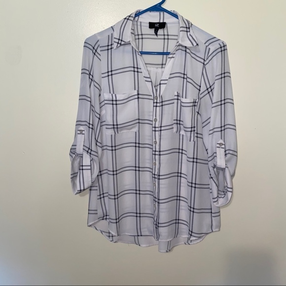 IZ Byer Dressy Plaid Top